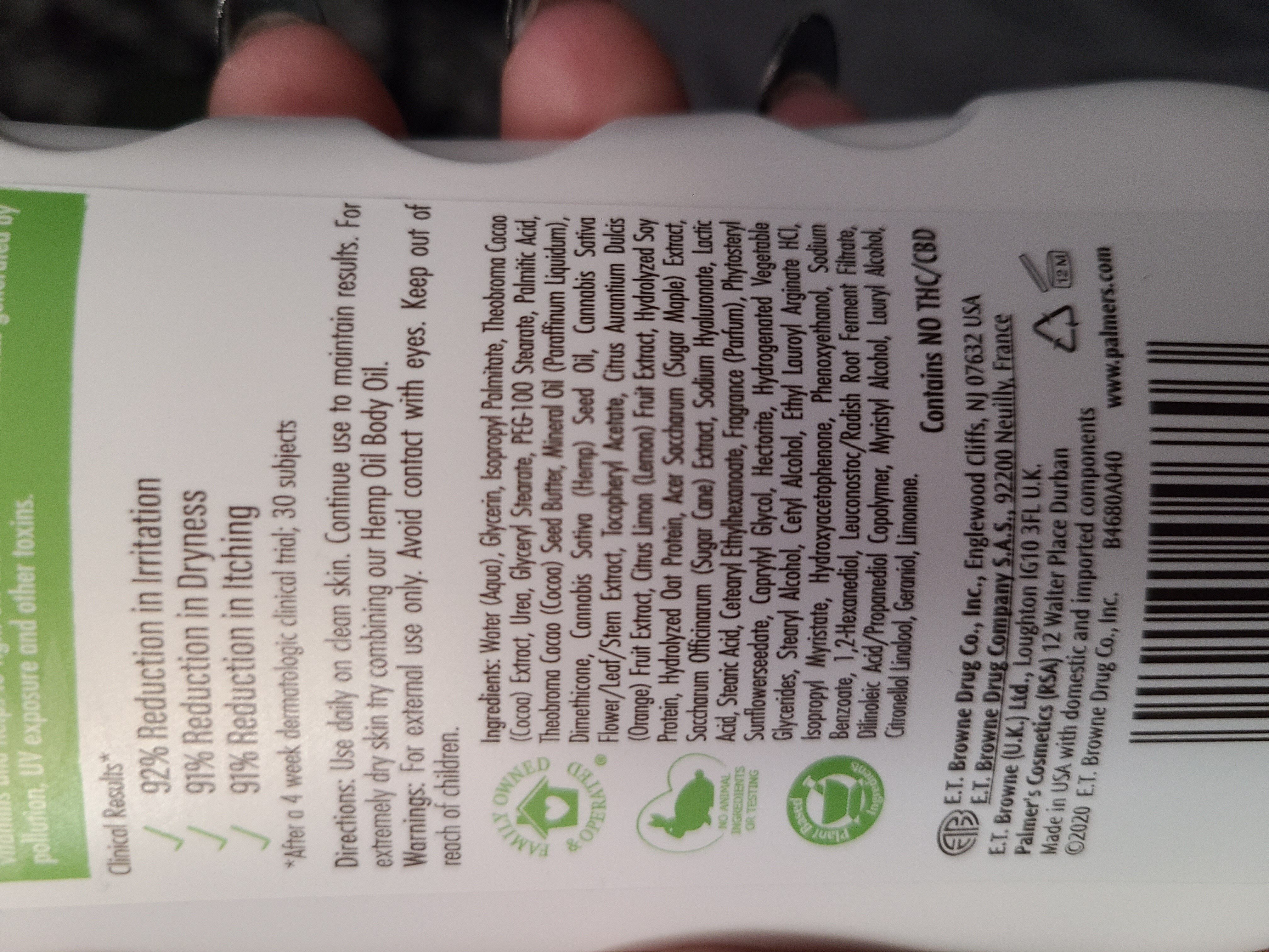 palmers hemp oil relief body lotion - Inhaltsstoffe - en