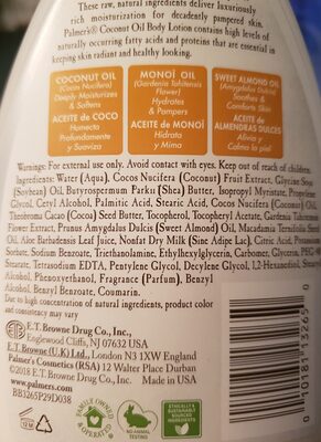 coconut lotion - Ingredients