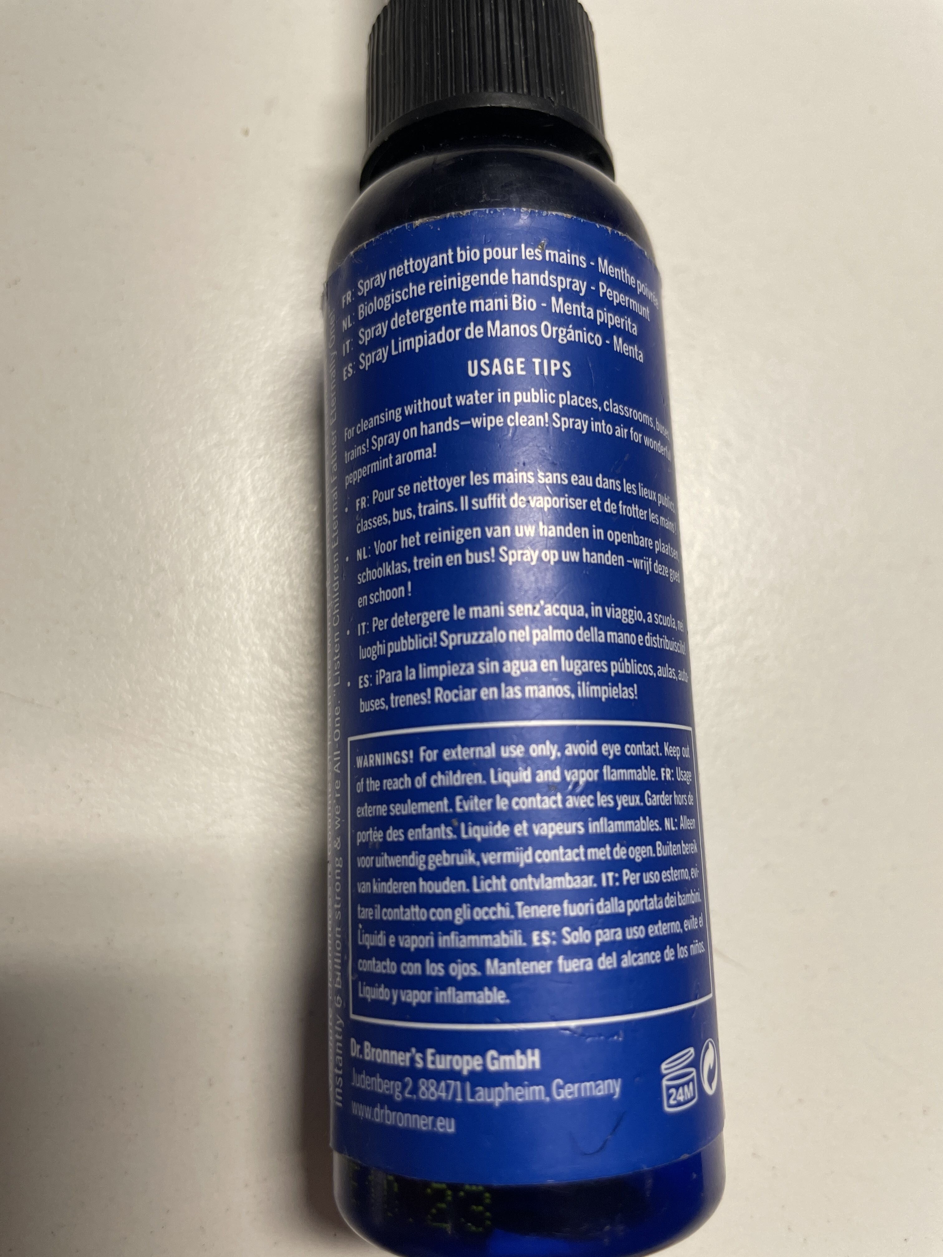 organic peppermint hand cleansing spray - Produto - en