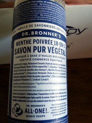 Savon De Castille Menthe Poivree - Ingredientes - fr