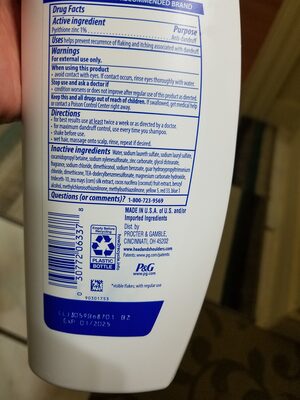 head & shoulders coconut shampoo - Ingredients - en