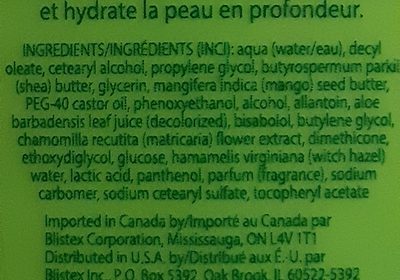 body lotion - Ingredients