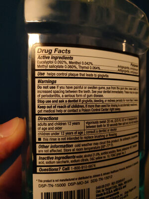 Antiseptic Mouthwaste - Ingredients