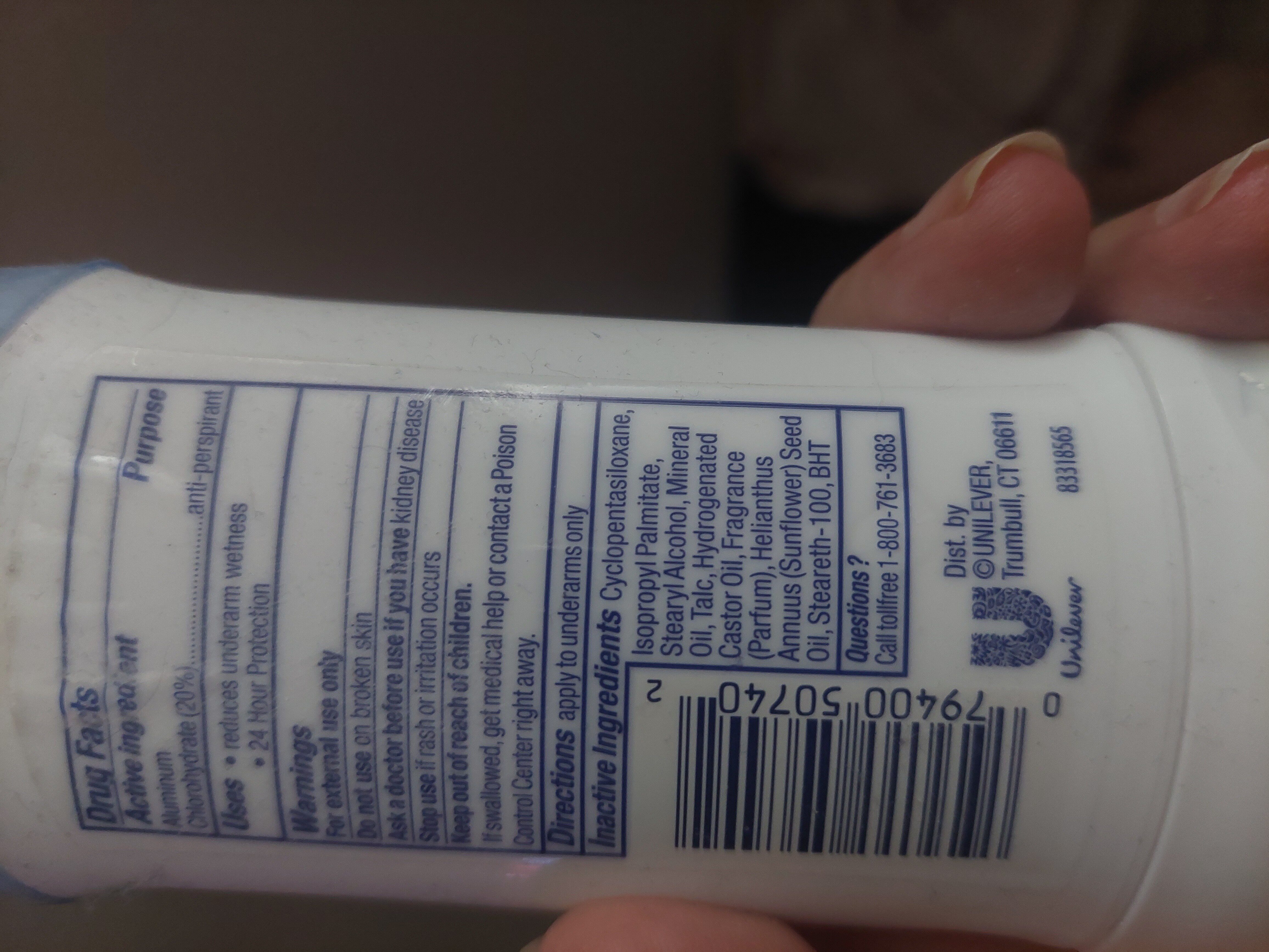 dove sensitive deodorant - Ingredients - en