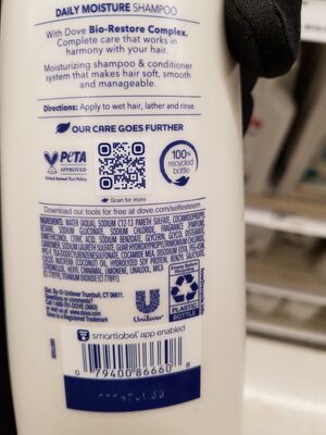 Dove ultra care shampoo - Ingredientes - en