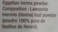 Henné d'Egypte - Ingredients - fr