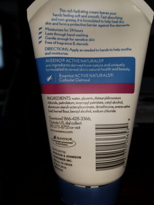 Aveeno skin relief hand cream - Ingredients