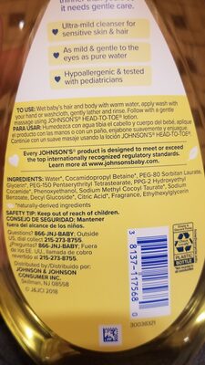 Johnson's Head to Toe Wash and Shampoo - Ingrédients