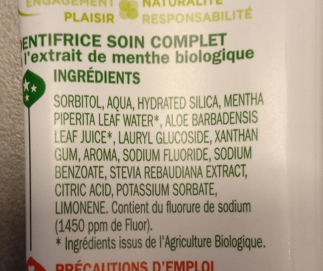 dentifrice expert - Ingredients - fr