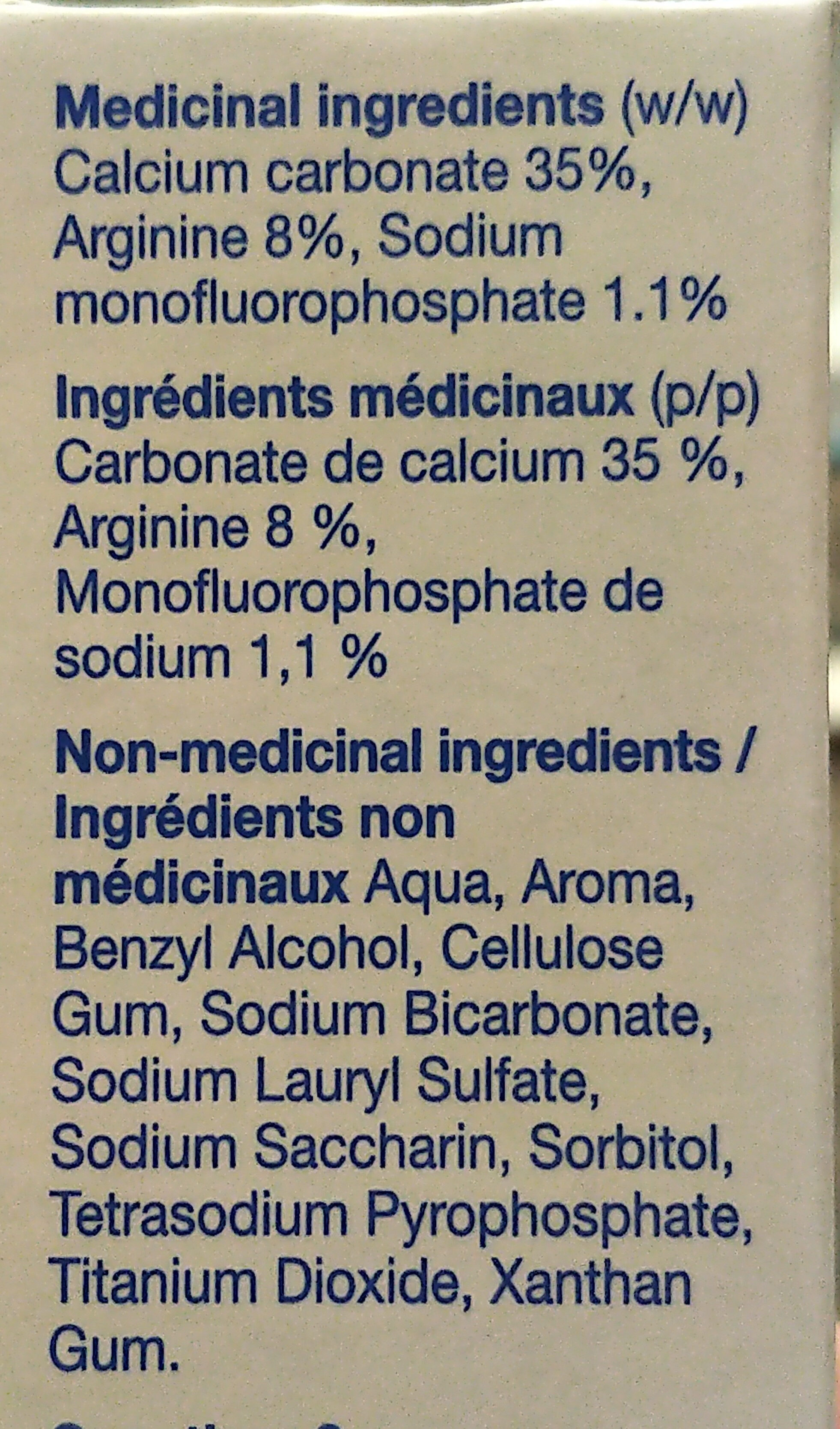 Sensitive Pro-Relief Anticavity Toothpaste - Ingredientes - en
