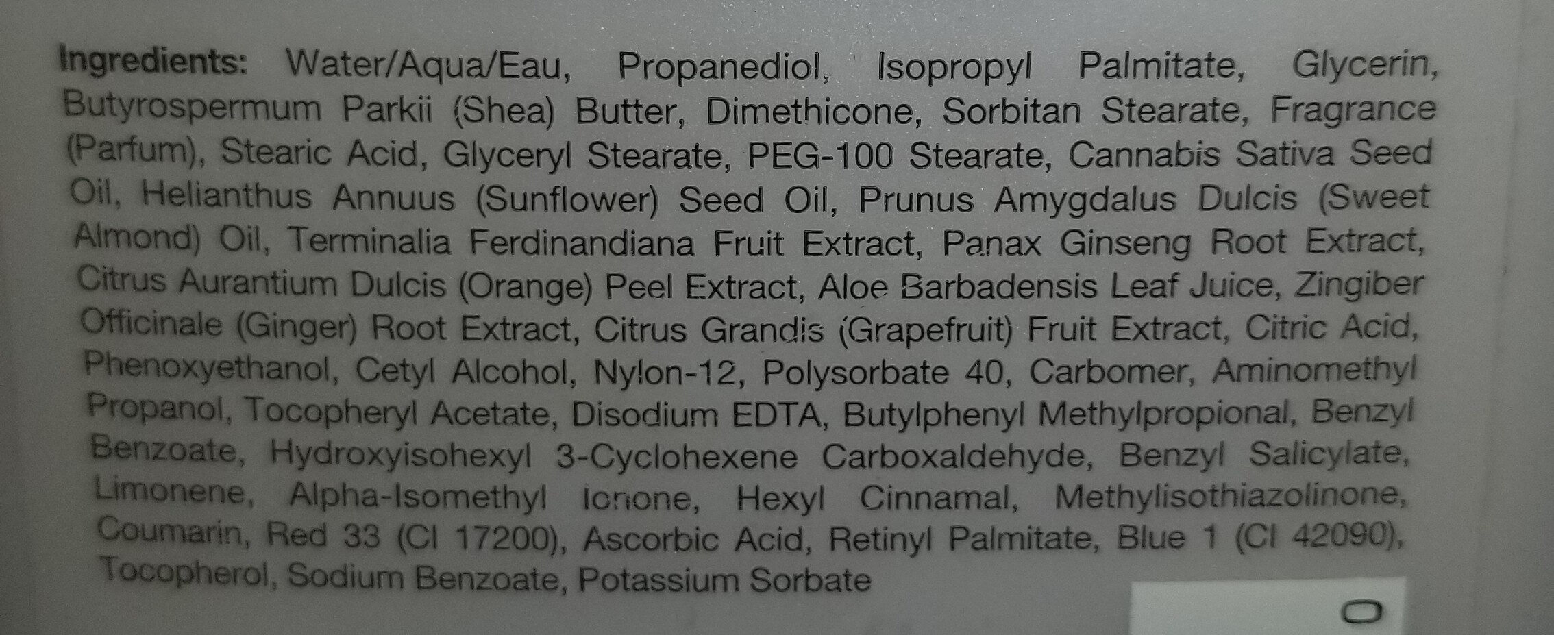 Vanilla Plum Herbal Body Moisturizer - Ainesosat - en