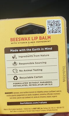 burts bee lip balm - Ingrédients - en