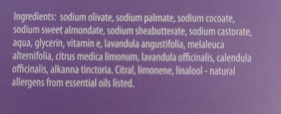 Airmid Lavender and Tea Tree Soap - Ingrédients - en