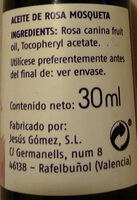 Aceite de rosa mosqueta - Složení - es