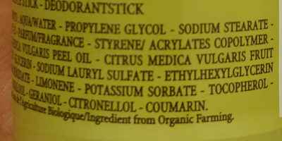 Cedrat stick deodorant - Ingredientes - sl