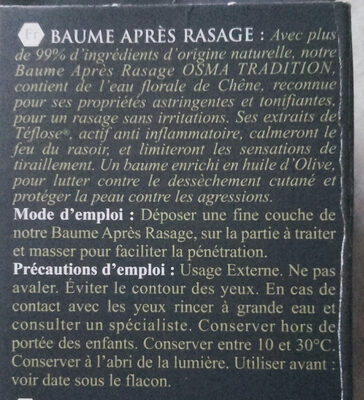 Baume après rasage - Ингредиенты - fr