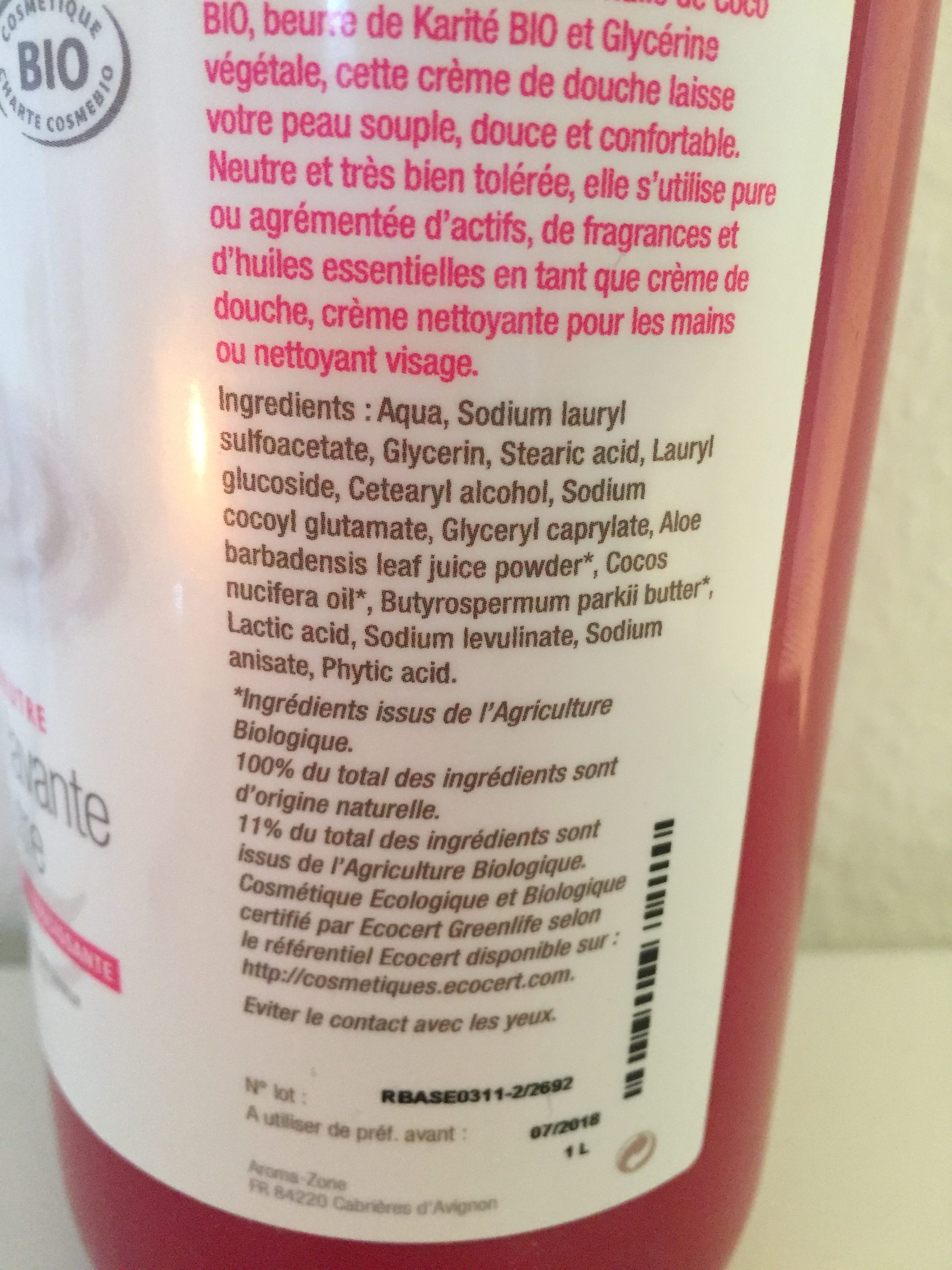 Aroma-zone crème lavante neutre - 原材料 - fr