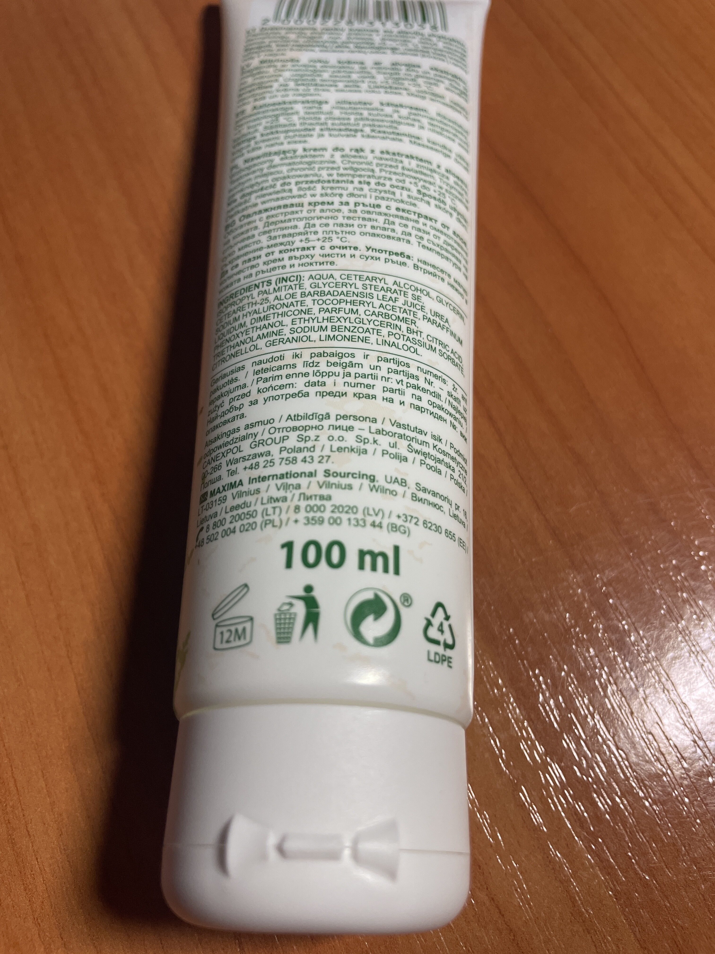 hand cream - Instruction de recyclage et/ou informations d'emballage - en