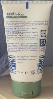 Cien Hand Cream with Colloidal Oatmeal - Inhaltsstoffe