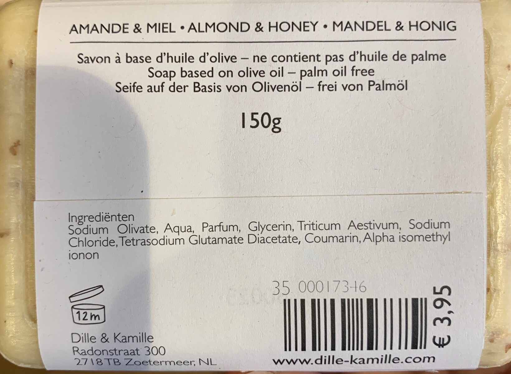 Almond and Honey Soap - Ingredients - fr