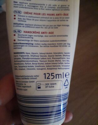 Hand creme Anti Age - Ingredients - en