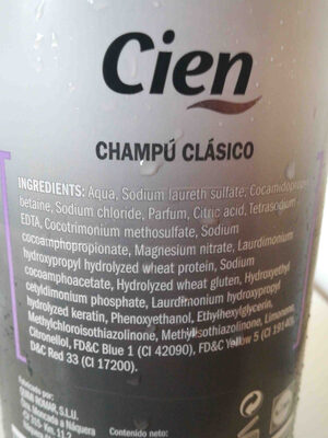 Champu clasico cien - Ингредиенты