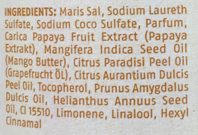 Sels de bain moussants Mangue-Papaye - Ingrédients - fr
