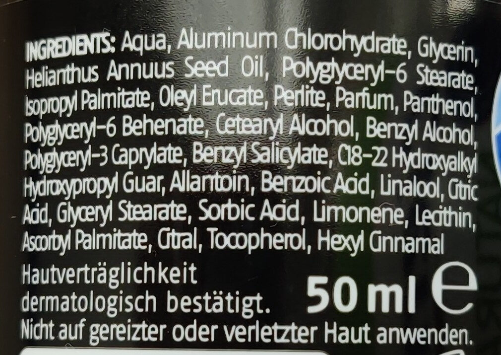 Antitranspirant Dry - Inhaltsstoffe - de
