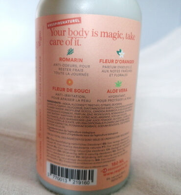 Eco-Recharge Déodorant naturel fleur d'oranger - Ingredients