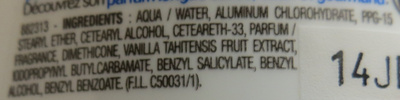 Anti-transpirant 48h, sans alcool, Vanille de Polynésie - Ingredientes - fr