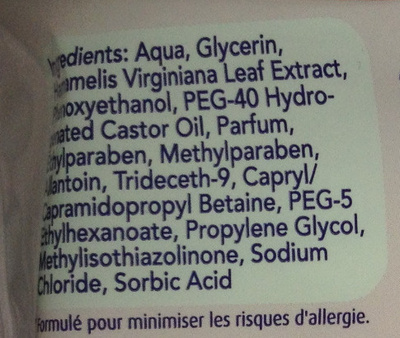 20 lingettes Hygiène intime à l'extrait d'hamamelis - Ingrédients - fr