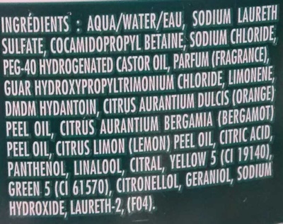 Shampooing force vitalité Huiles essentielles de citrus - Ingredients - fr