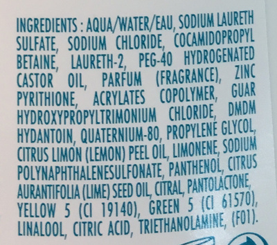 Shampooing expert anti pelliculaire Citrus - Ingrédients