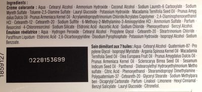 Crème colorante durable 7 huiles Noir bleuté 909 - Ingredients - fr