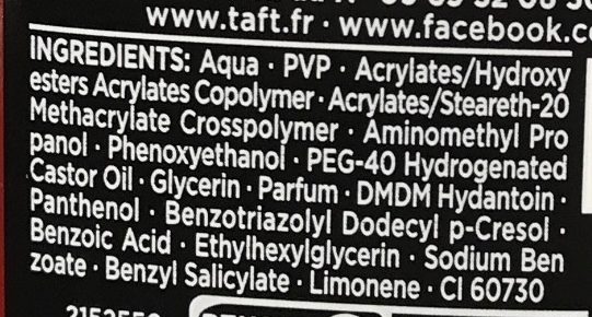 Taft V12 Power Gel - Inhaltsstoffe - fr