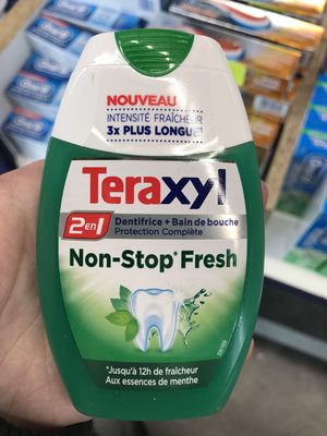 Teraxyl - 2 en 1 - Dentifrice + Bain de Bouche - Non-Stop Fresh aux essences de Menthe - 2