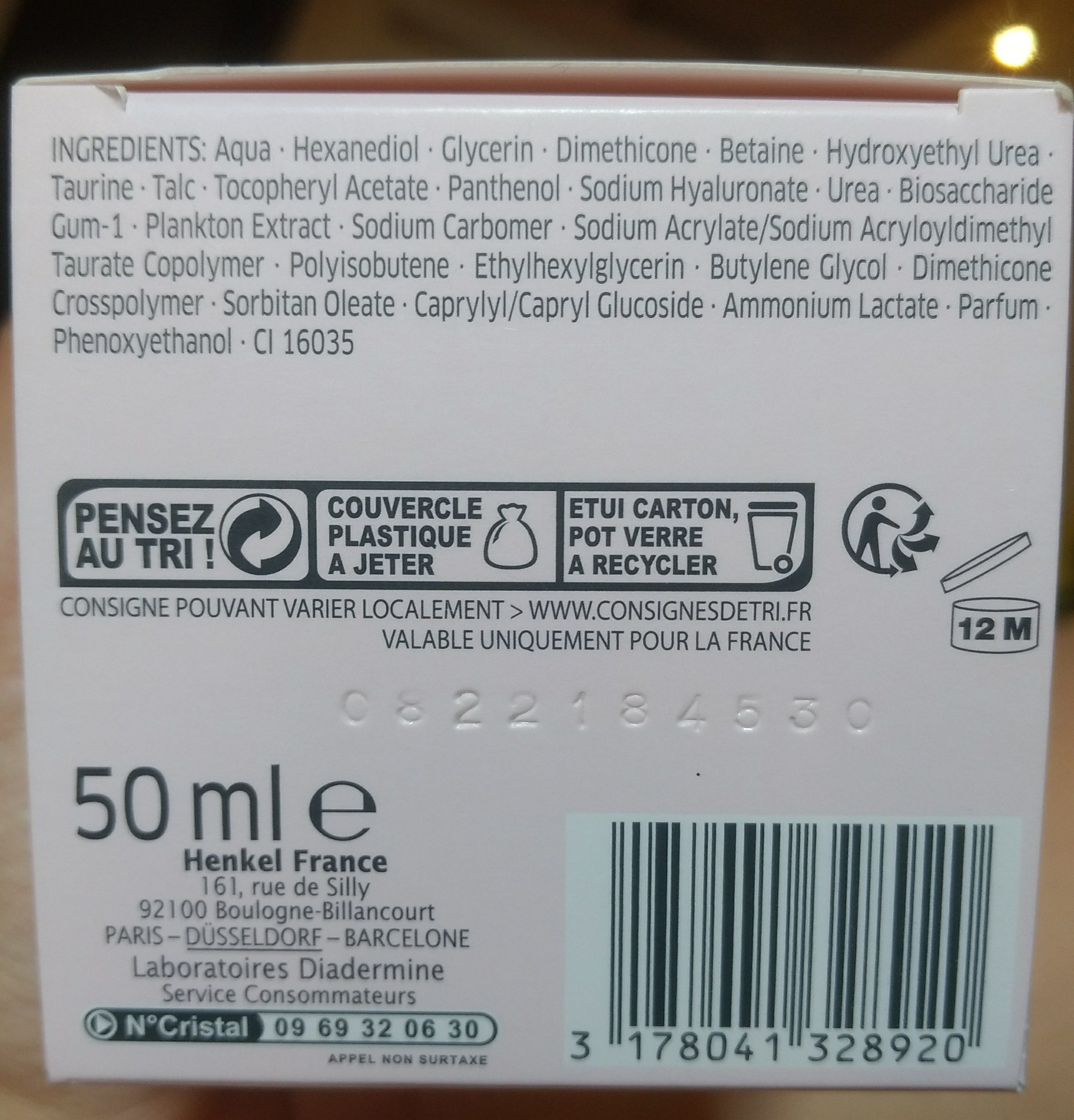 Hydralist gel-crème désaltérant - Ingredients - pt