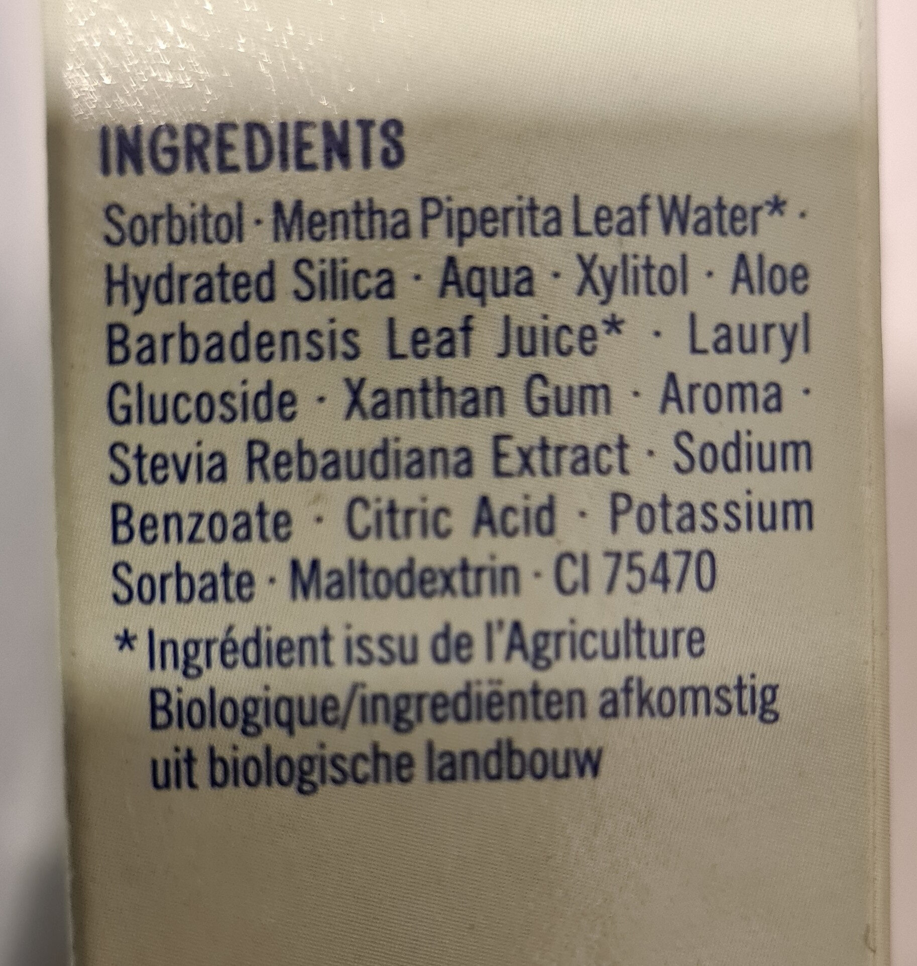 dentifrice 1-6 ans - Ingredients - fr