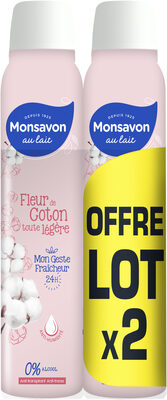 MONSAVON Anti-Transpirant Femme Spray Fleur de Coton Toute Légère 2x200ml - Produit - fr