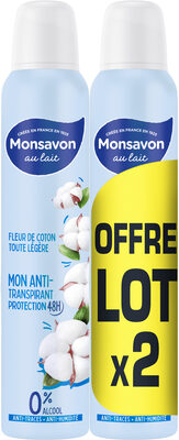 MONSAVON Anti-Transpirant Femme Spray Fleur de Coton Toute Légère 2x200ml - Produto