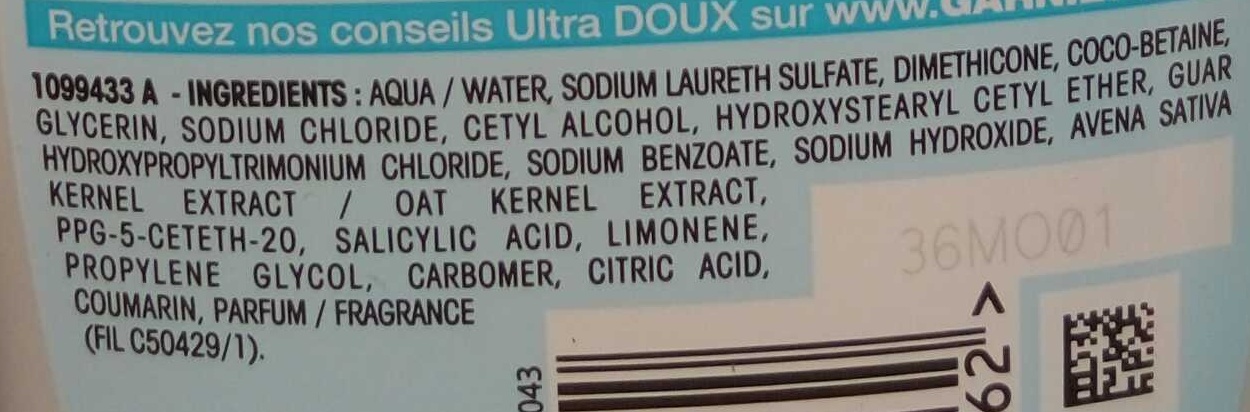 Ultra Doux Shampooing au lait végétal hydratant - Ingredients - fr