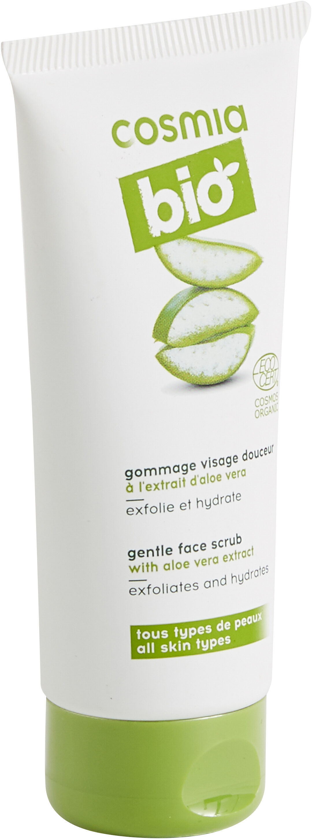 Cosmia Bio Gommage visage douceur, à l'extrait d'aloe vera, exfolie et hydrate, tous types de peaux - Tuote - fr