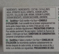 Auchan dentifrice goût menthe au fluor - Ingredients - fr