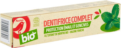 Auchan bio - dentifrice complet - à l'extrait de menthe bio protection émail et gencives - 75 ml e - Produit - fr