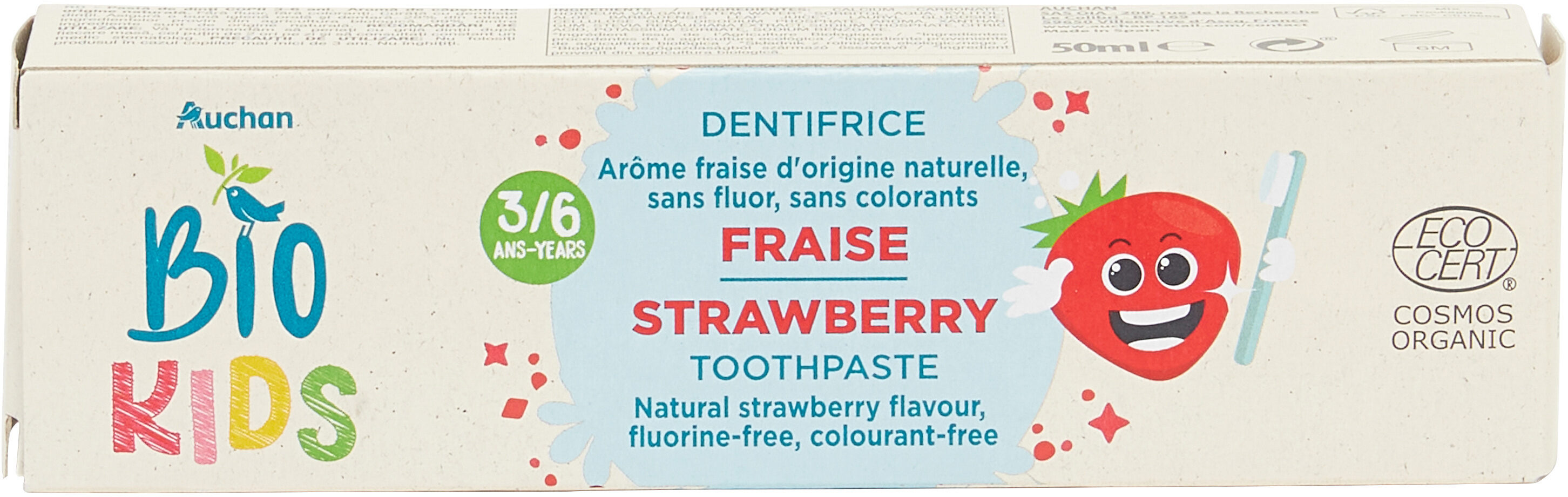 Auchan bio dentifrice enfants 3-6 ans fraise - Product - en