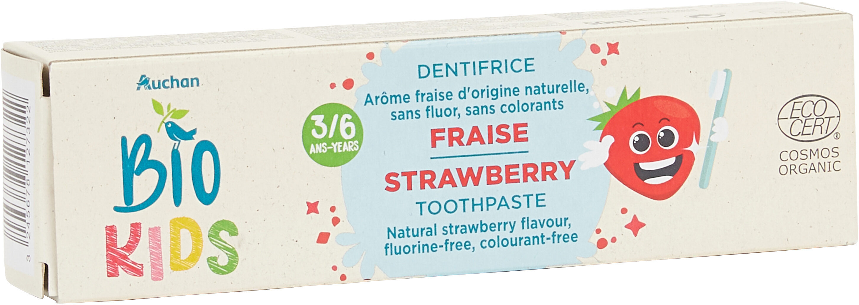 Auchan bio dentifrice enfants 3-6 ans fraise - Produit - fr