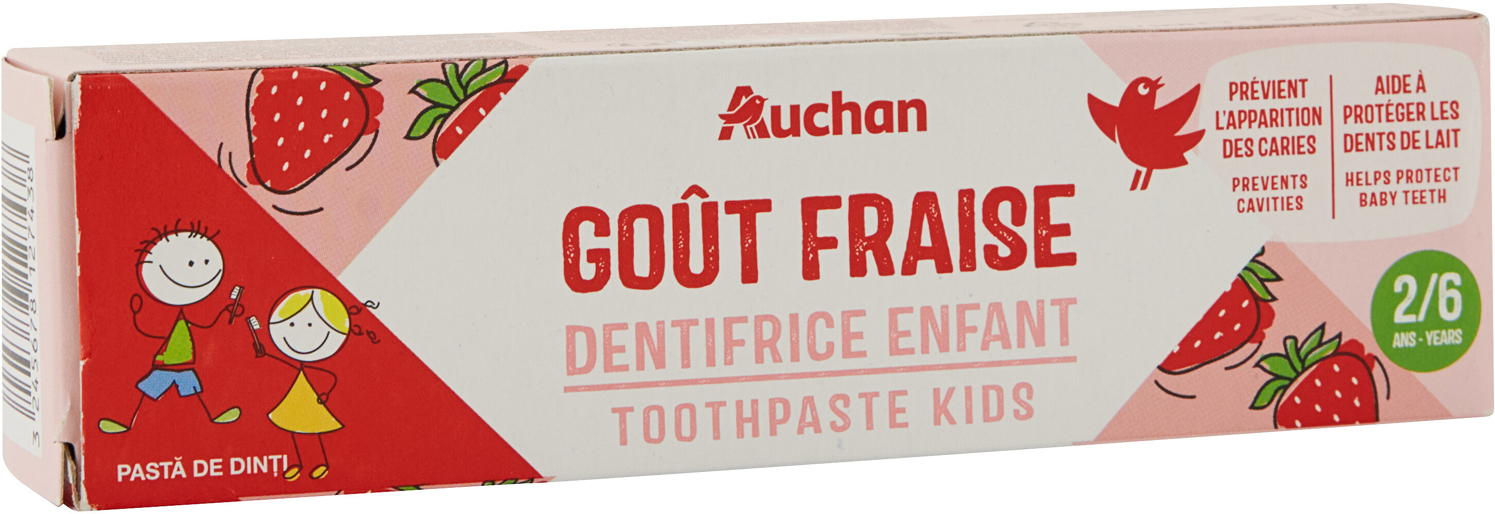 Auchan kids dentifrice fraise tube 2 + - 50ml - Tuote - fr