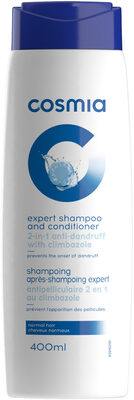 Cosmia - shampoing après-shampoing expert - antipelliculaire 2 en 1 au climbazole - cheveux normaux - 400ml - Produit
