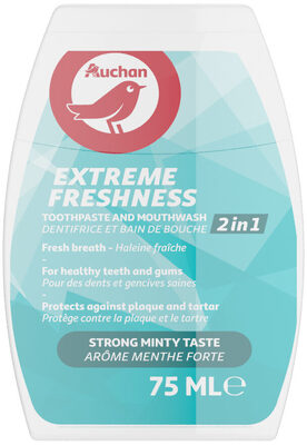 Auchan - dentifrice et bain de bouche - 2 en 1 fraicheur extrême - 75ml - Produit