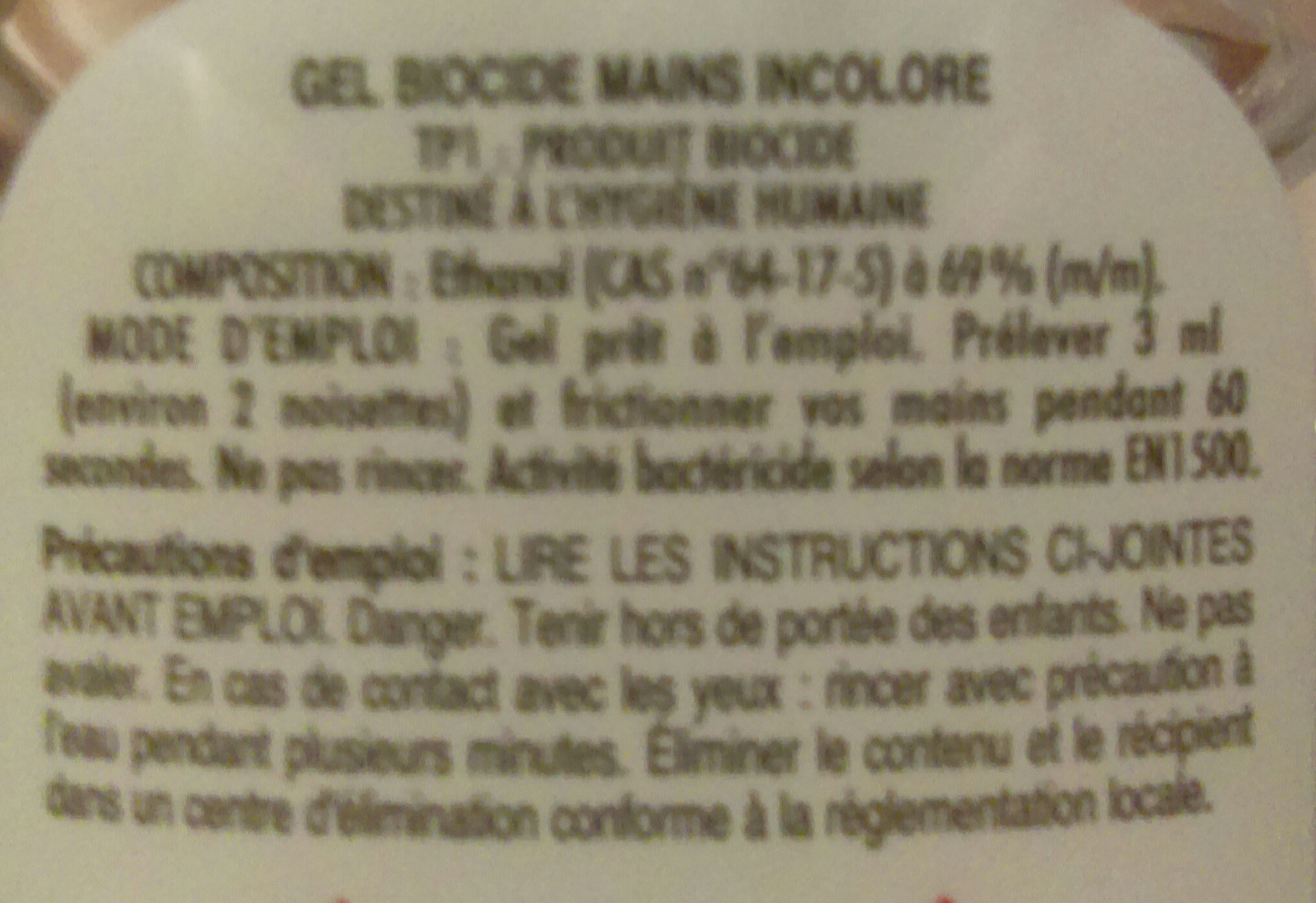 Gel antibactérien - Ingredients - fr